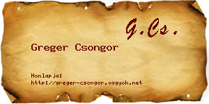 Greger Csongor névjegykártya